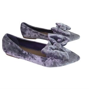 Asos | Purple Velvet Bow Pointed Toe Ballet Flats